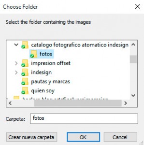 ventana seleccion carpeta catálogo de imágenes